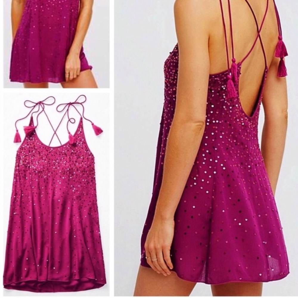Free People Embellished Slip Dress. NWT MSRP $88