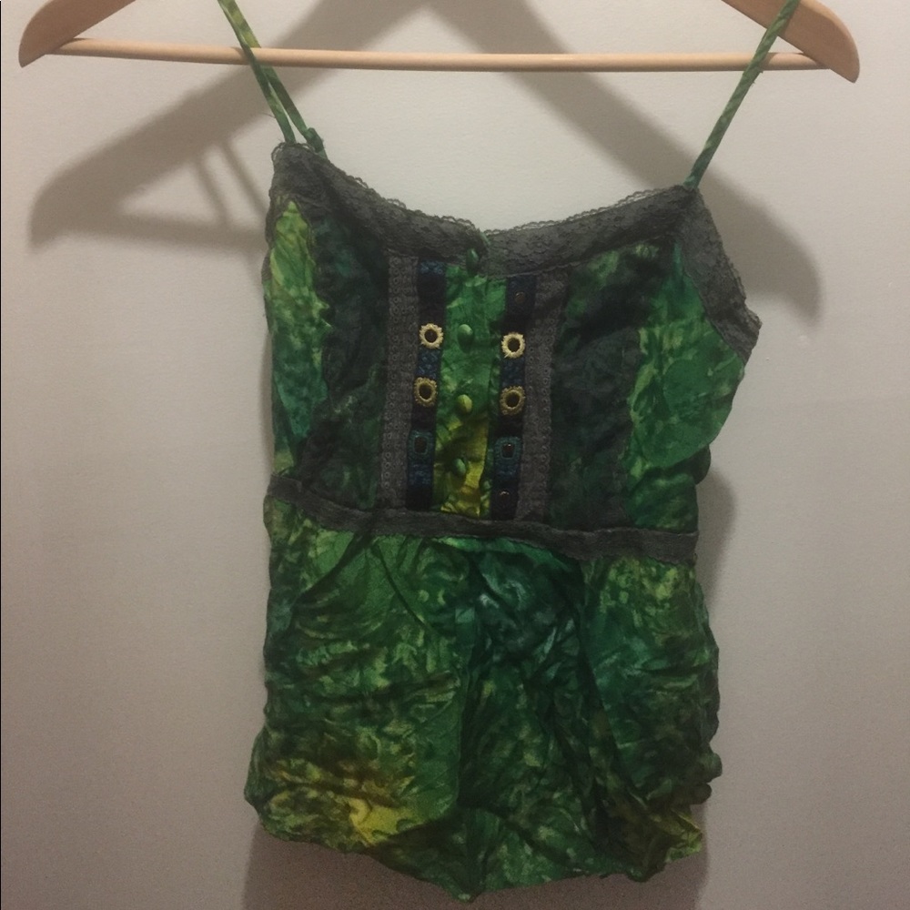 Green and grey laced top