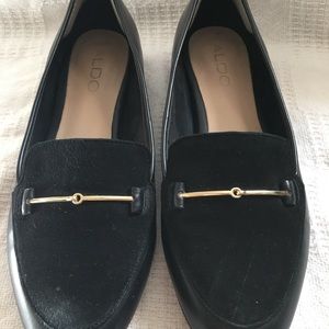 Aldo Black Leather & Suade Loafers