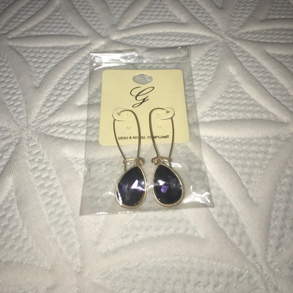 Purple & gold drop earrings - Picture 1 of 3