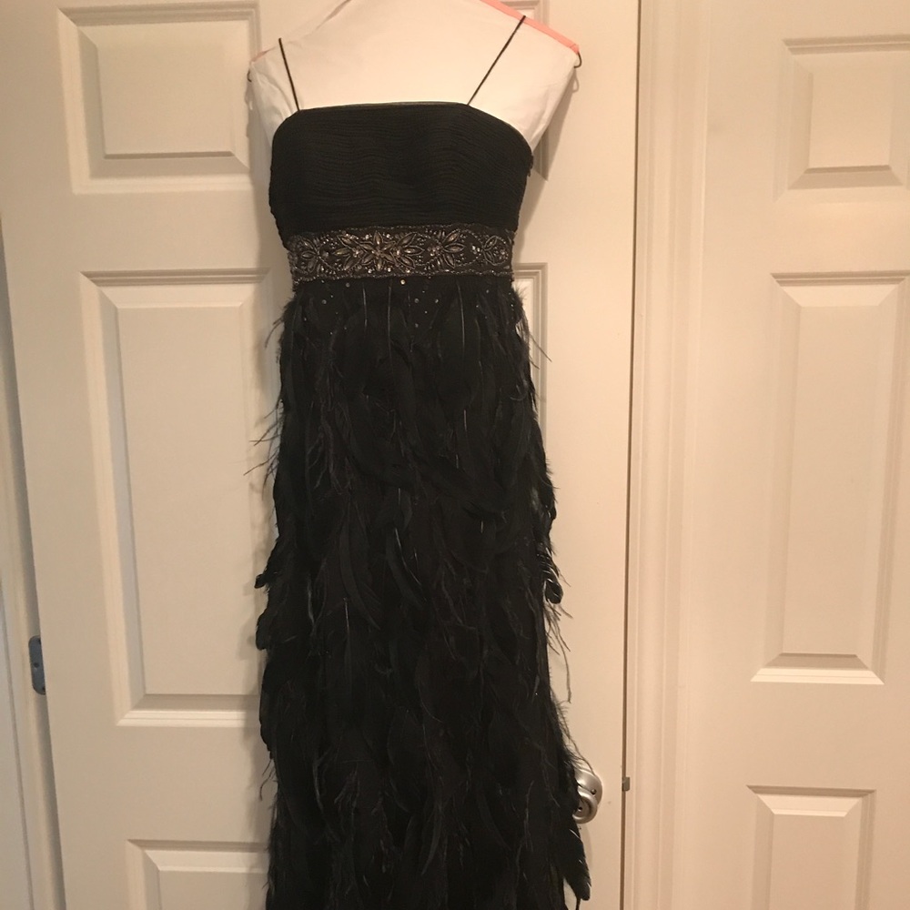 Sue Wong Couture Gown Black w ostrich feathers