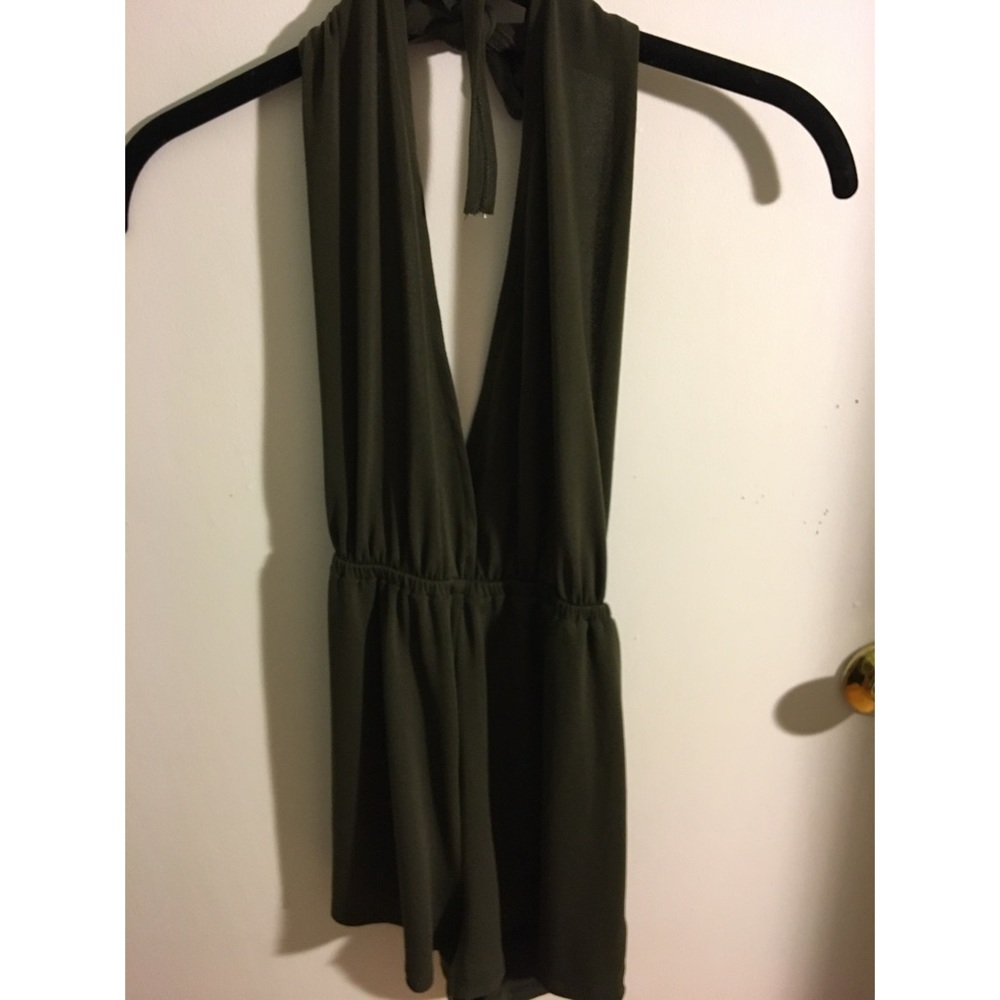 Brandy Melville Dark Green Halter Romper