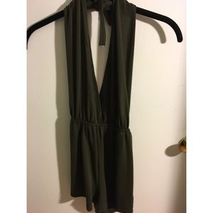 Brandy Melville Dark Green Halter Romper