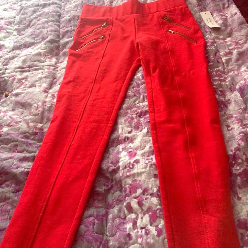 Red pants with zippers
