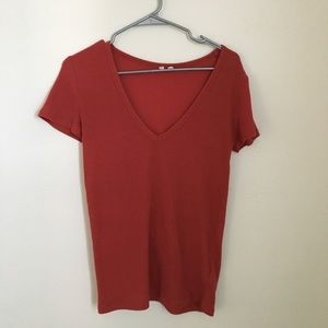 Urban Outfitters V-Neck Ribbed T-Shirt