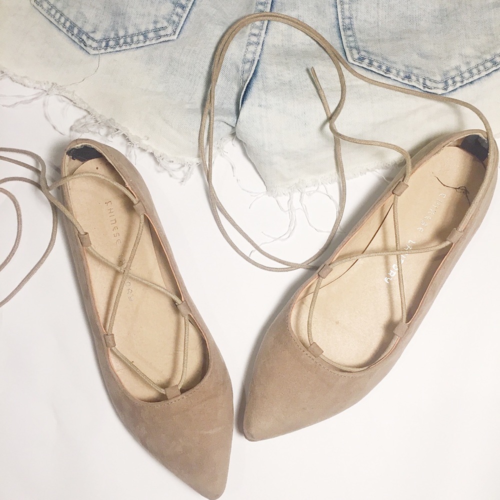 Chinese Laundry Tan Lace Up Flats