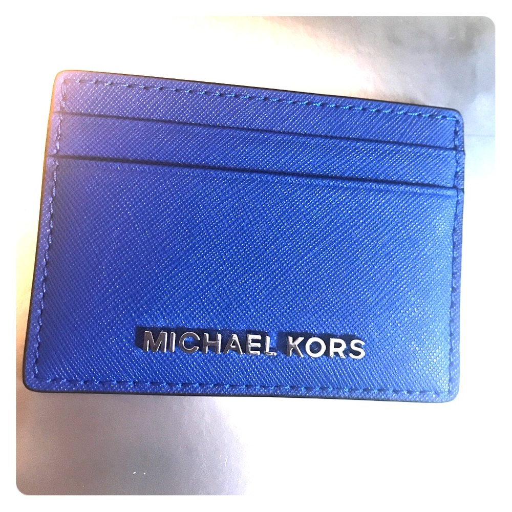 Michael Kors card holder leather Electric Blue