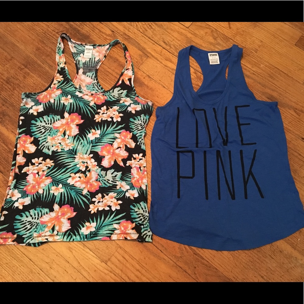 Two Victoria's Secret VS Pink racerback tank tops