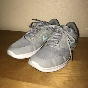 Nike gray, white and tiffany blue tennis shoes