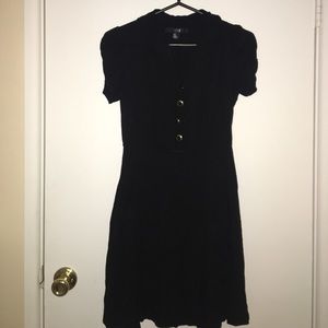 Black Collared A-Line Dress