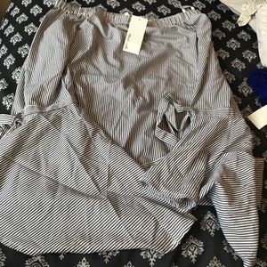 Off the shoulder pin stripe shirt . BRAND NEW