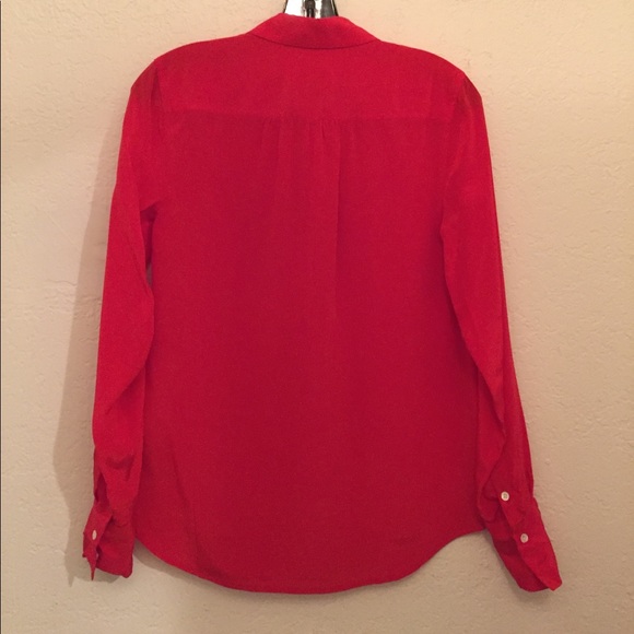 JCrew red silk button down - Picture 3 of 3