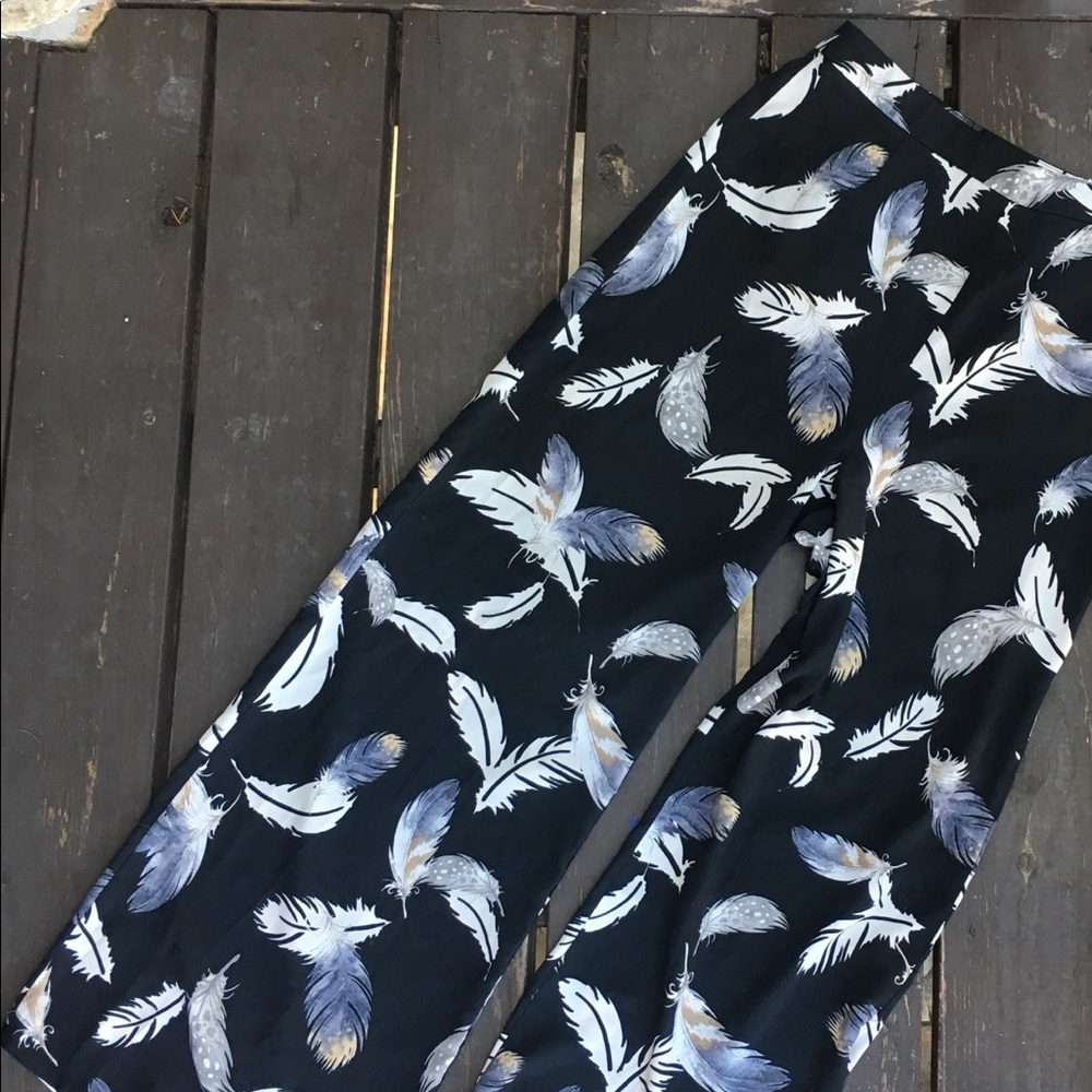 Palazzo Feathered Pants