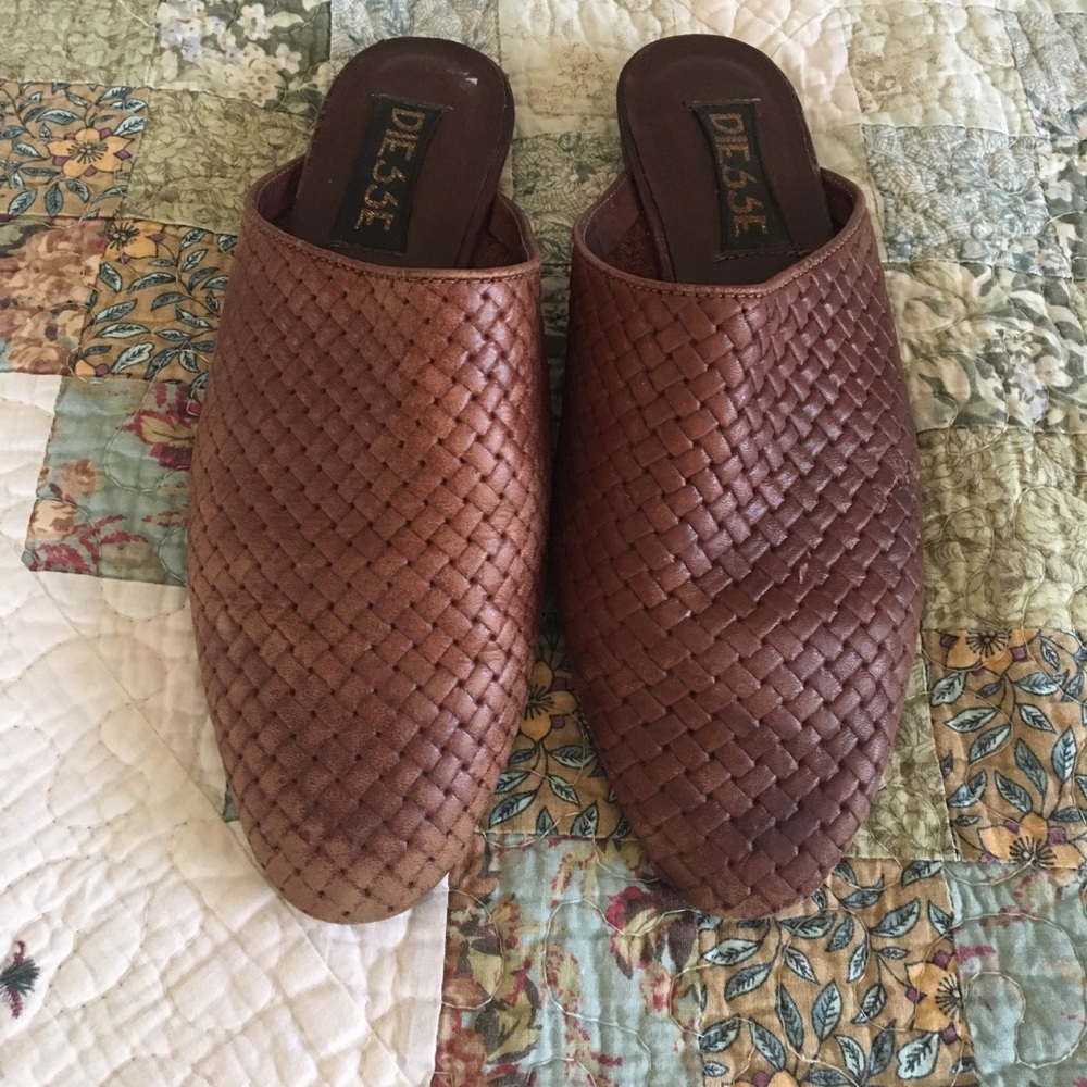 Vintage Woven Leather Mules