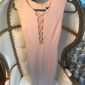 Champagne Fitted Midi Dress