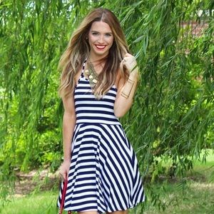 Mink Pink Striped Halter Dress
