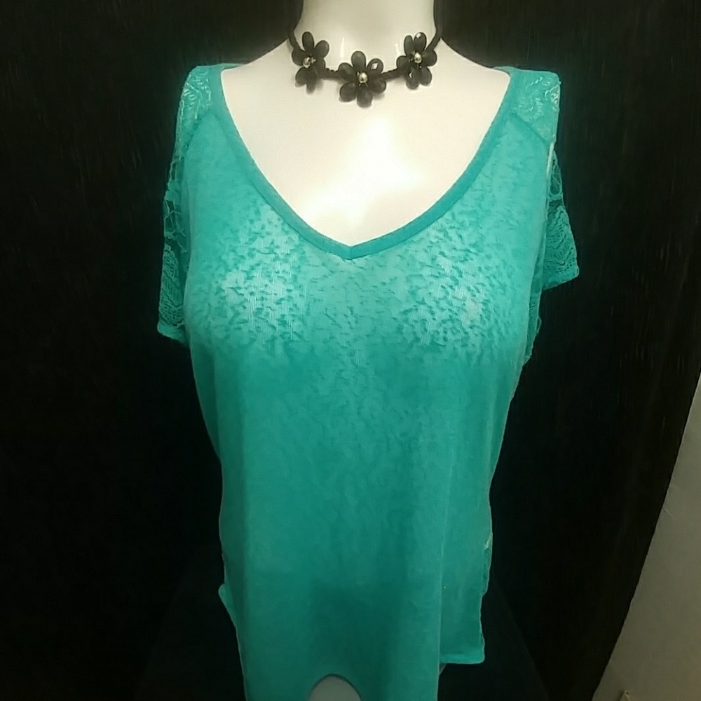 Deb teal lace top