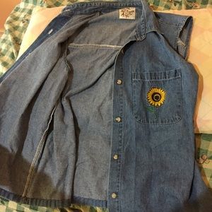 Retro jean button down top