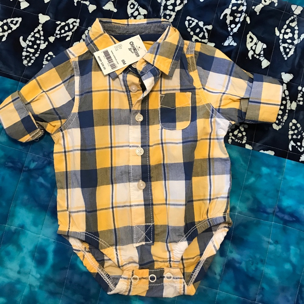 Oshkosh plaid button-front bodysuit