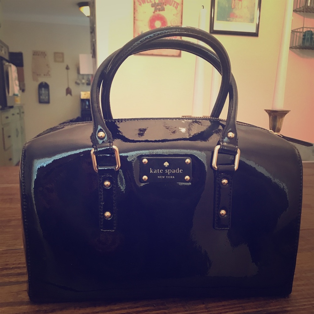Kate Spade black patent leather Melinda Satchel