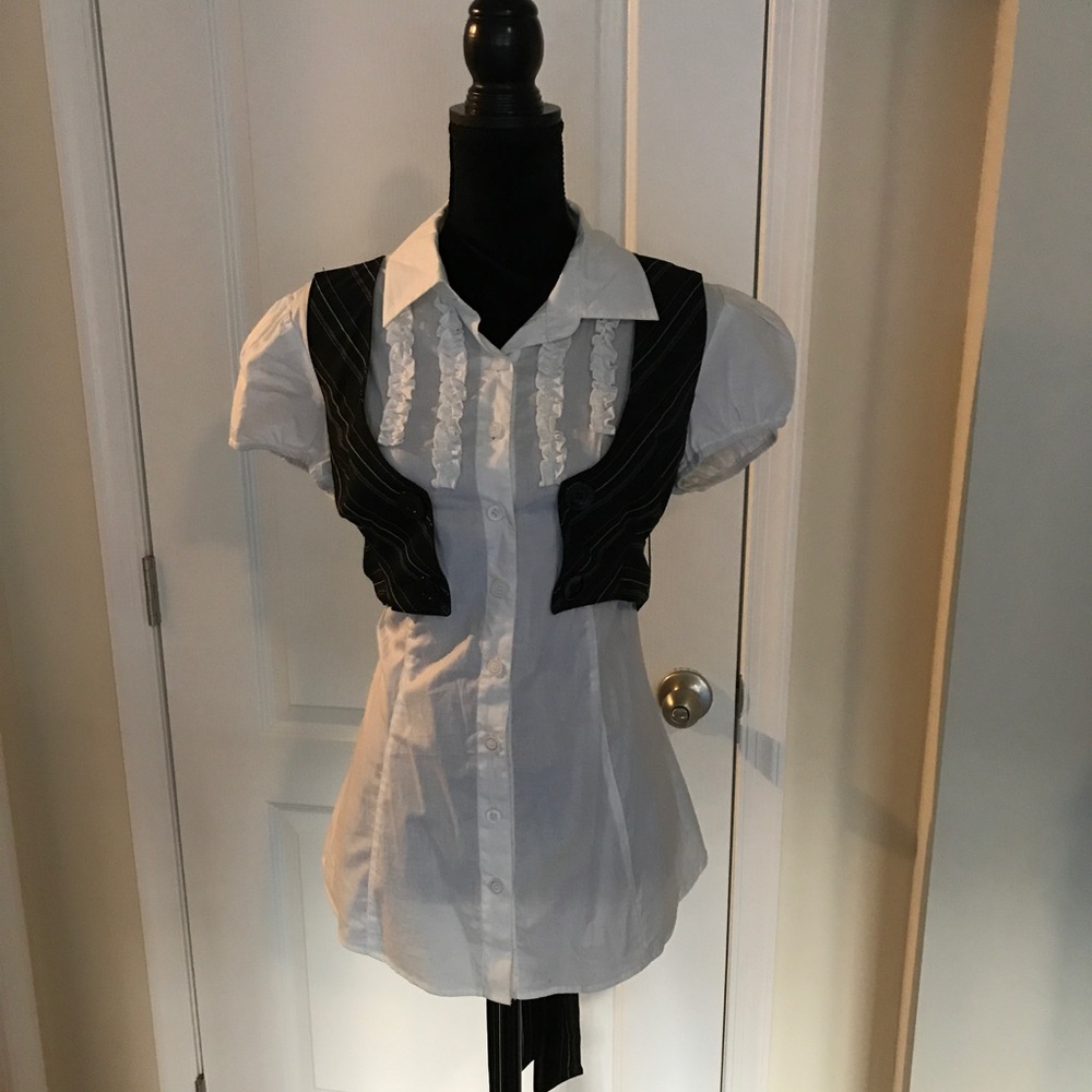 Blouse with sewn in vest