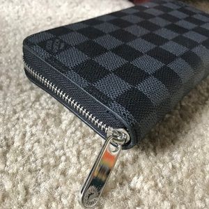 Wallet grey black faux leather logo purse bag