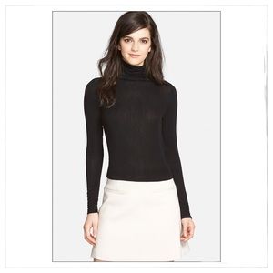 Black Stretch Jersey Layering Turtleneck