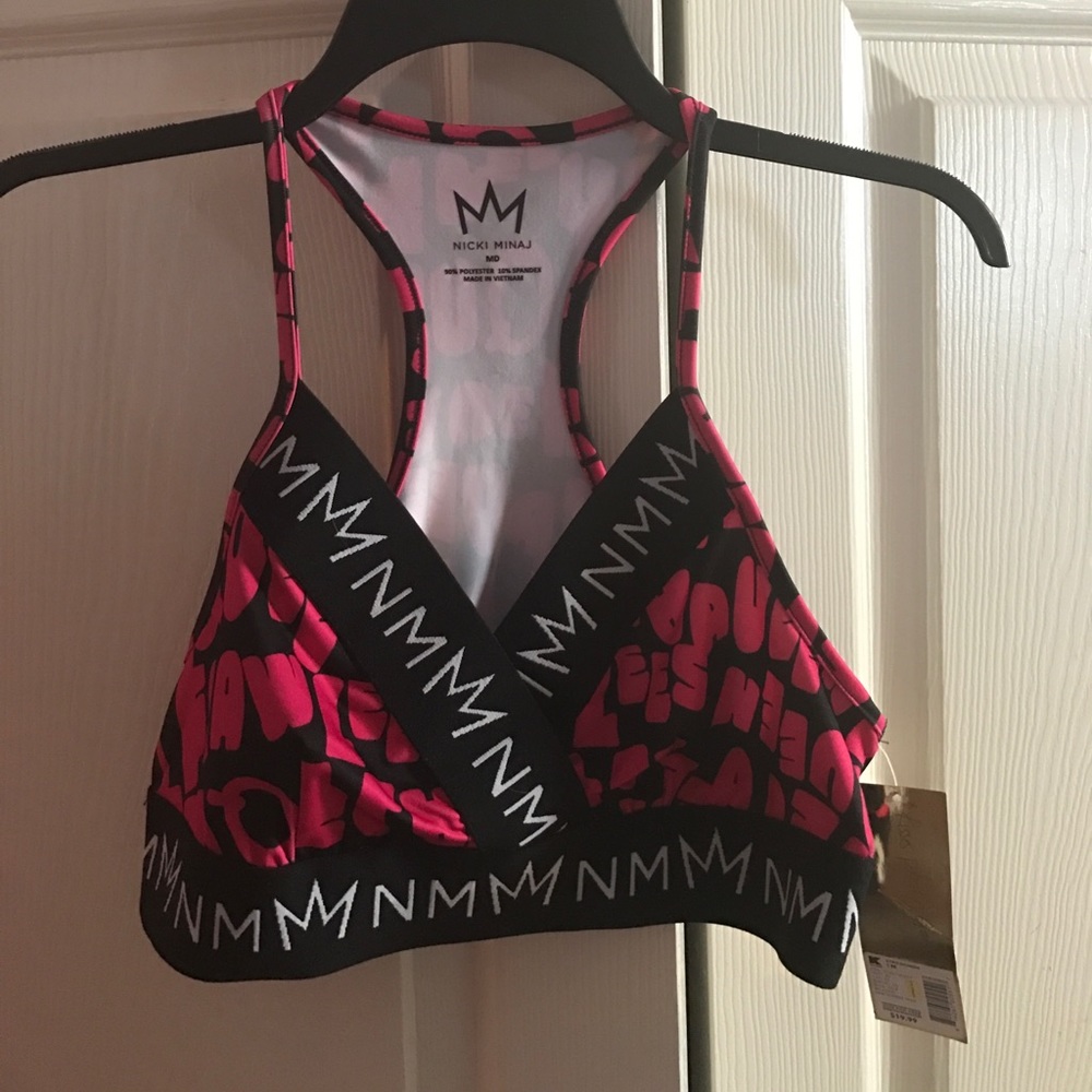 Nicki Minaj Pink scribble print sports bra