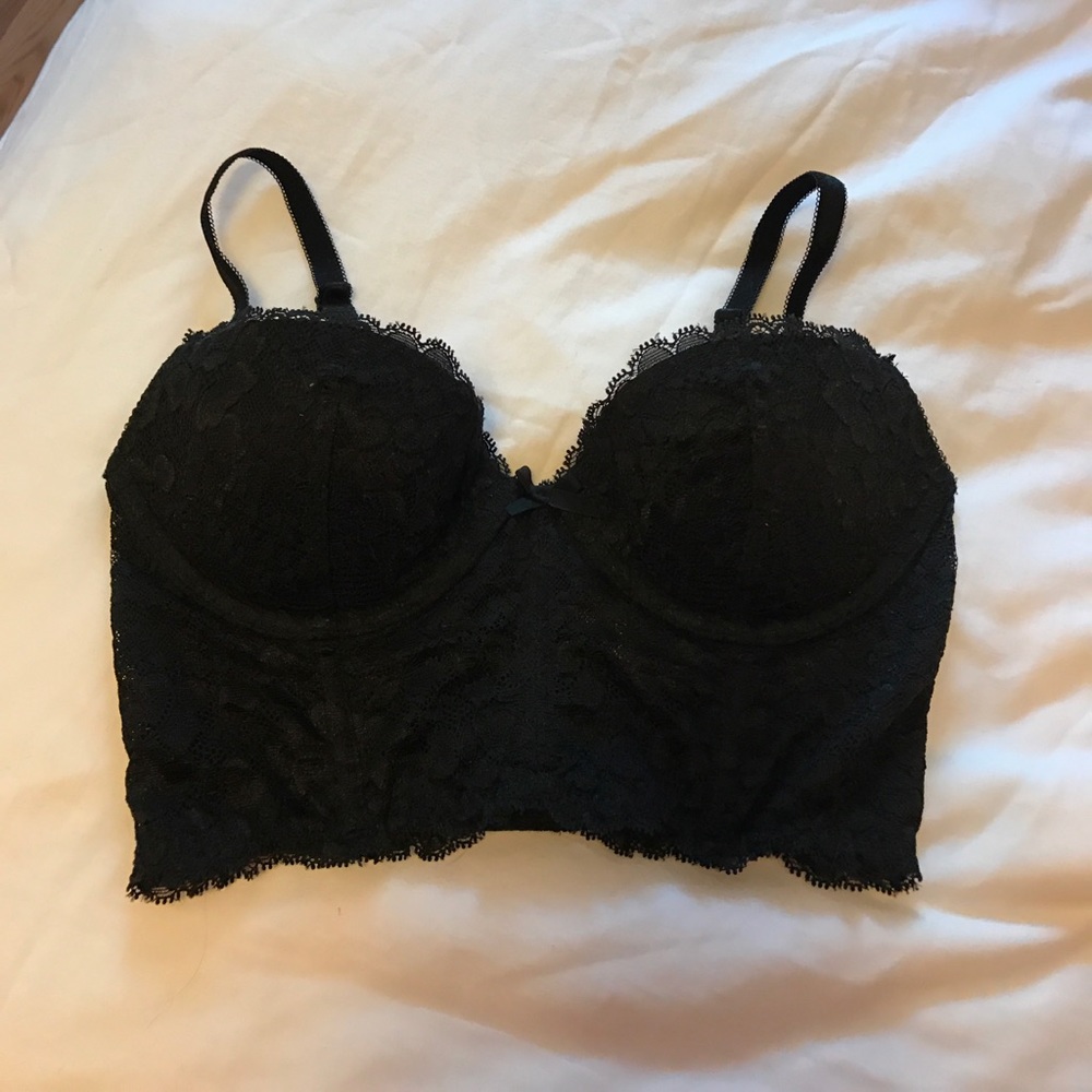 Victoria's Secret Black Lace Corset Bra 32C
