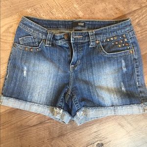 a.n.a. Studded distressed jean shorts