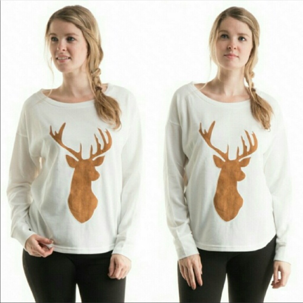 W/ GIFT WHITE SWEATER WITH SUEDE DETAIL