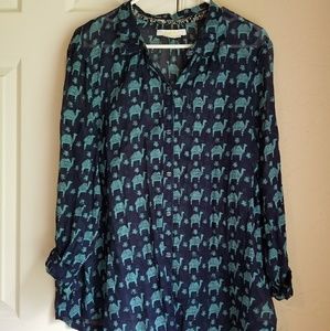 Anthropologie Hei Hei Blue camel blouse