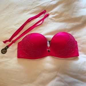 Victoria's Secret Strapless Hot Pink Bombshell 32A
