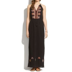 Madewell Black Embroidered Maxi Dress