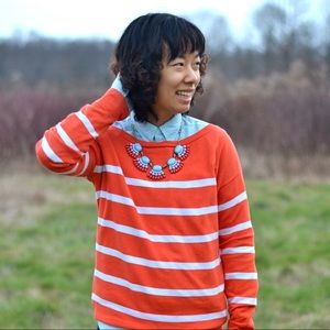 Orange striped light J.Crew sweater