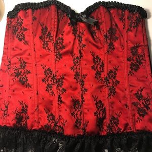 Fredericks of Hollywood Red and Black Corset