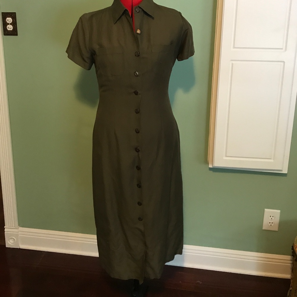 Dark green shirt dress