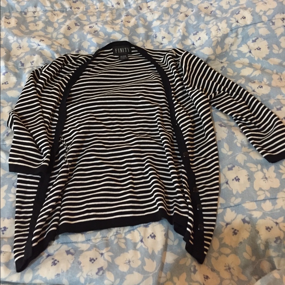 Black and white striped cardigan