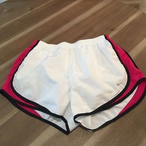 Nike White with Pink Dry-Fit Running Shorts