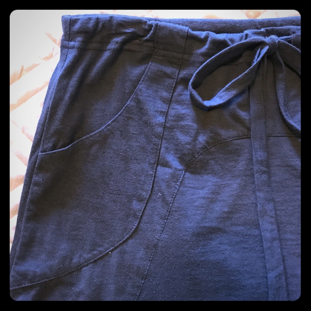 Dark Blue Fair Trade Drawstring Skirt With Pockets