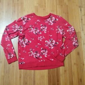 Cute floral print red sweater