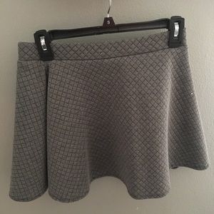 Gray mini skirt.