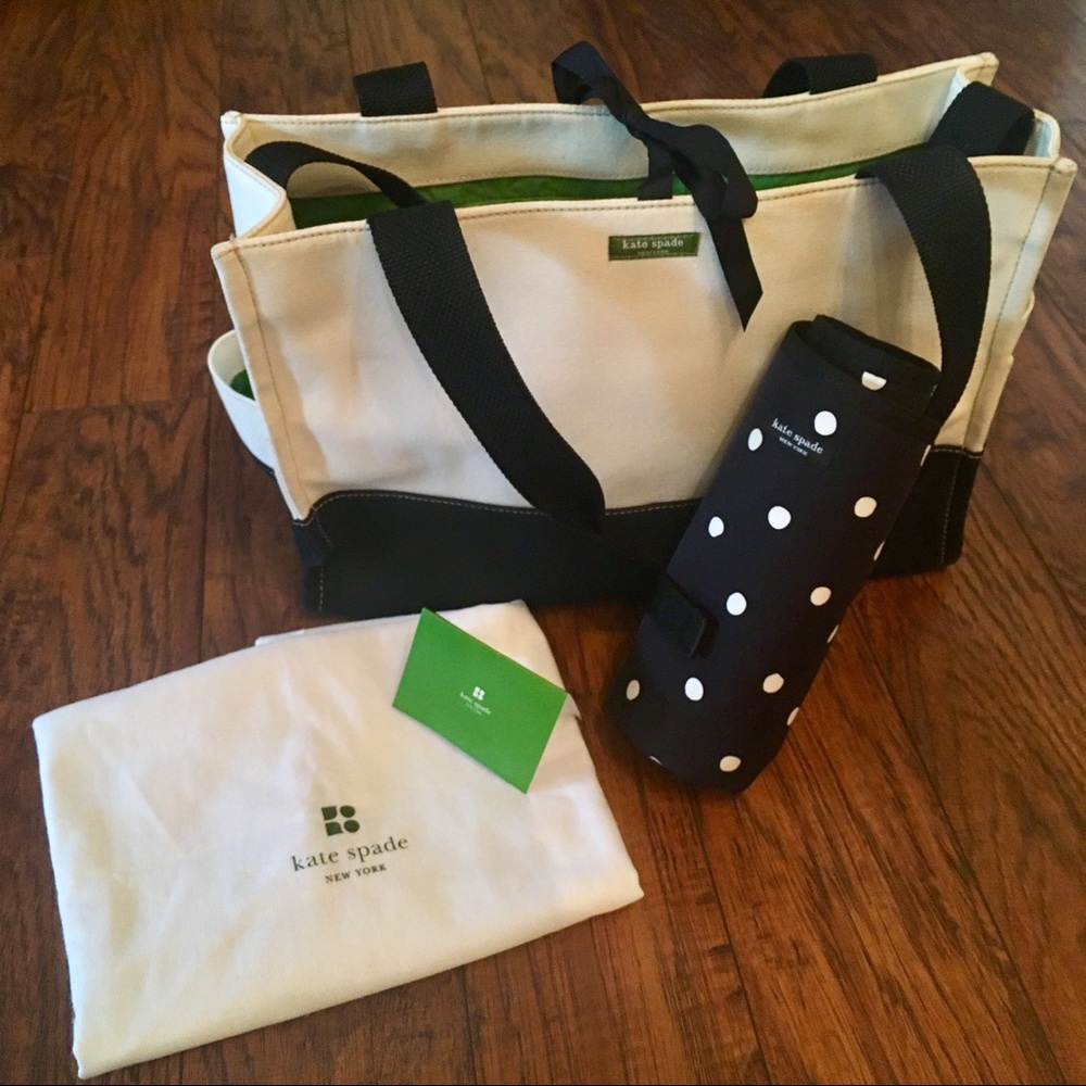 Kate Spade Canvas Diaper Bag with Changing Mat