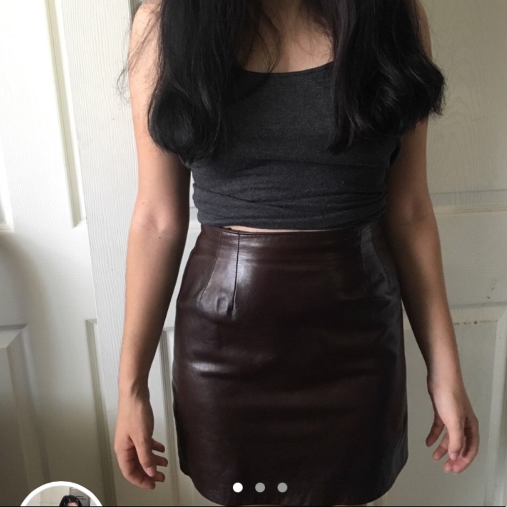 SOLD!!!Brown leather mini skirt