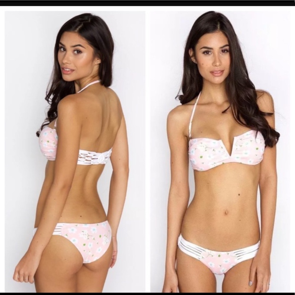 Pink Pansies Frankie's Bikinis NWT