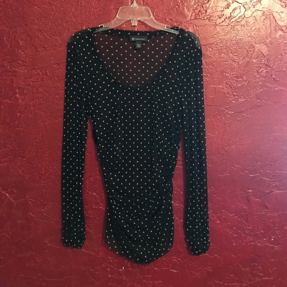 Black and beige long sleeve women's blouse