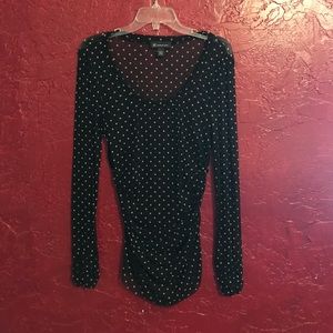 Black and beige long sleeve women's blouse