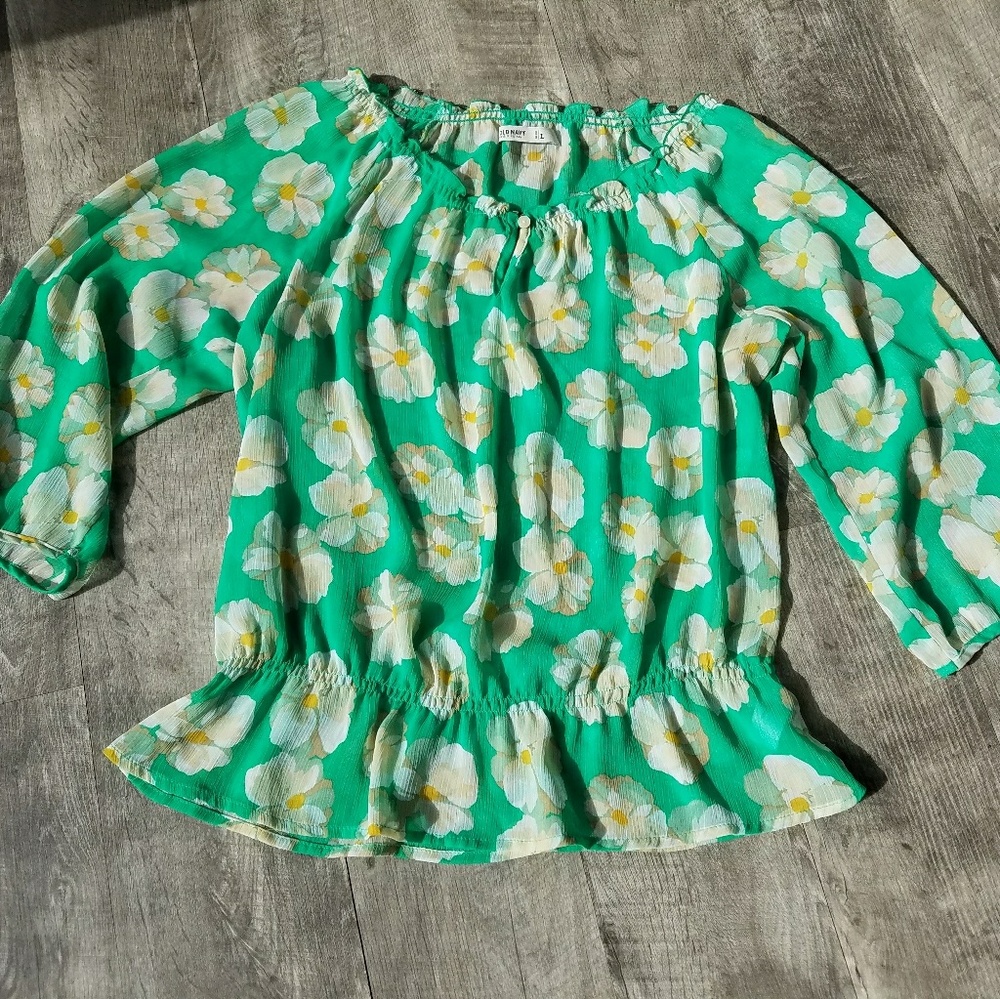 Sheer Old Navy floral blouse