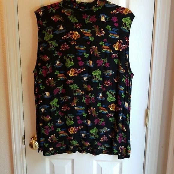 CAROL LITTLE II TROPICAL PRINT BLOUSE SZ 18 - Picture 3 of 4