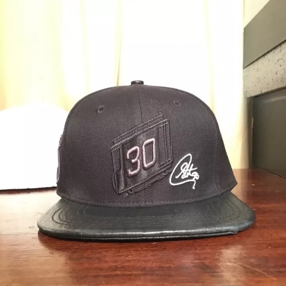 Steph Curry Black Out Leather Strap Flatbrim